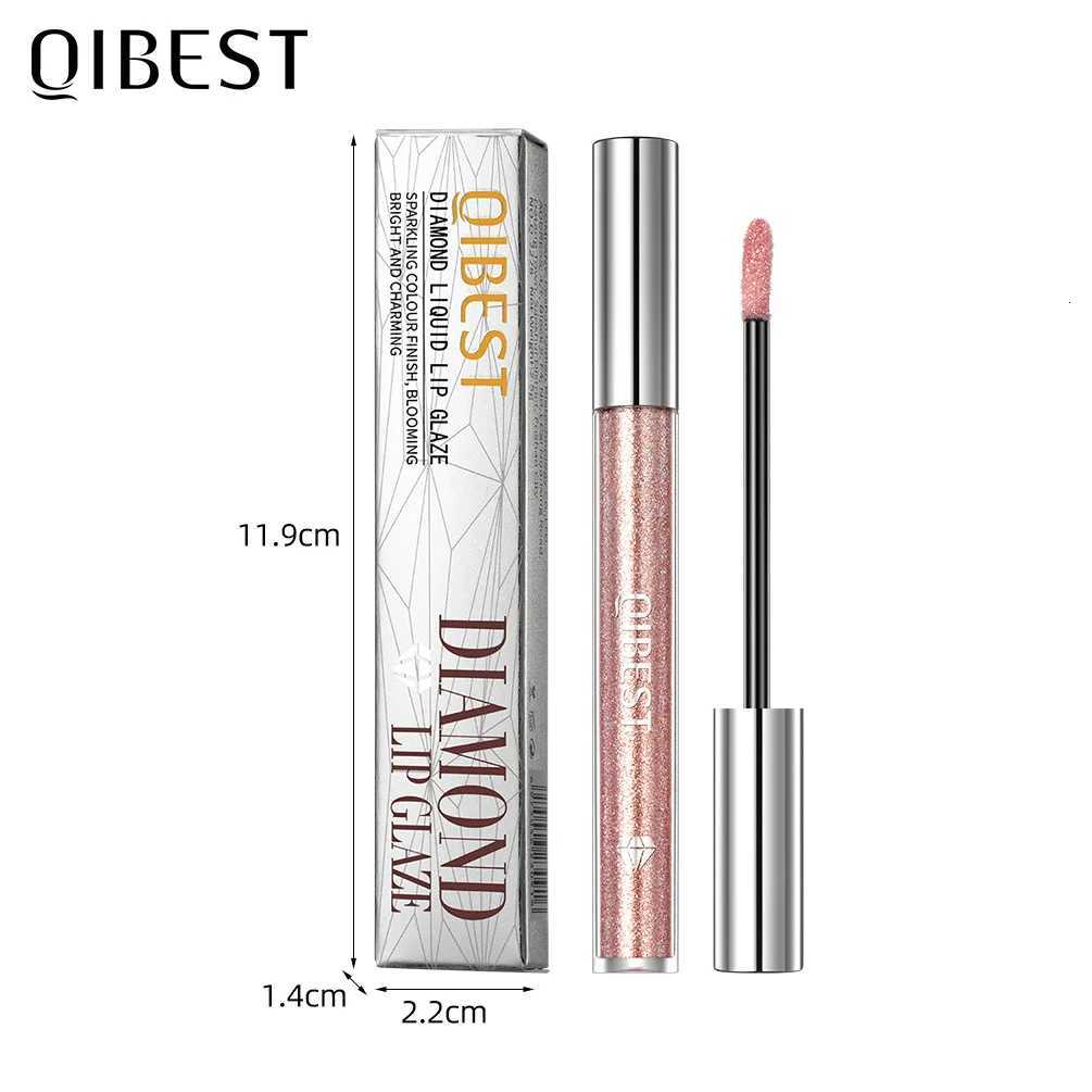 100% Authentic Product QIBEST Diamond Lip Gloss Liquid Lipstick Eyeshadow Dual-purpose Moisturizing Mirror Pearlescent Lip Glaze Non Stick Cup Makeup 