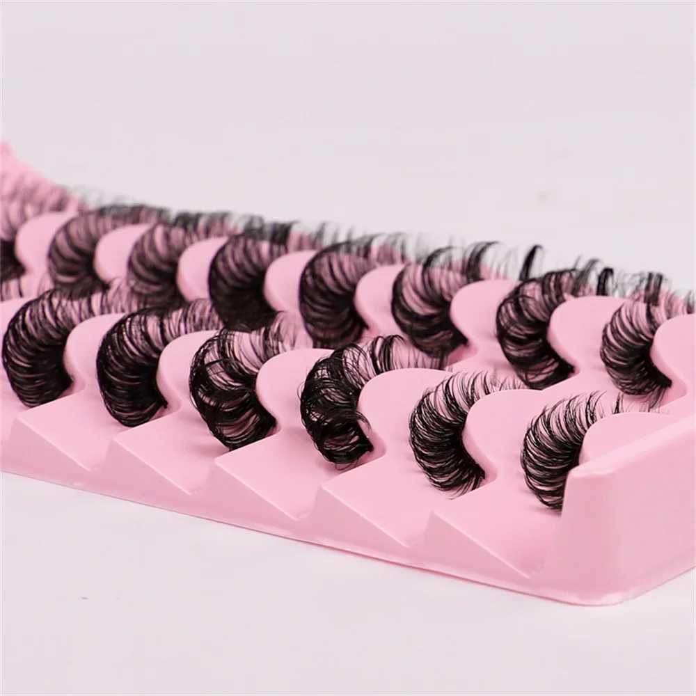 10 pairs DD Curl Lashes Russian Strip Lashes 3D Mink Eyelashes Natural Long Reusable Fluffy Eyelash Extensions Z250730
