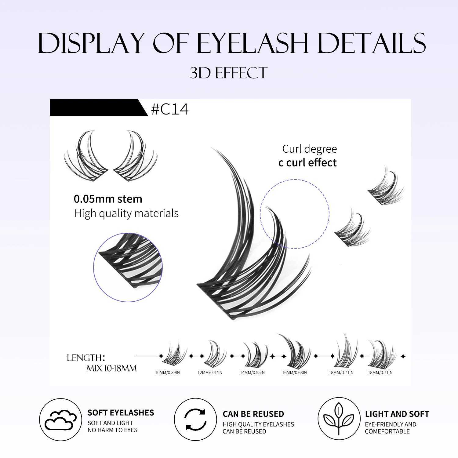 320 pcs Natural Eyelash Extension Cluster Lashes Volume Mixed Tray Lashes Cluster Natural Lashes Z250730