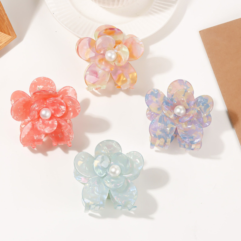 Goreisi for Women, Autumn and Winter Accessories, New Pearl Flower Hair Women's Back of Head Ponytail Claw Clip, Shark Clip