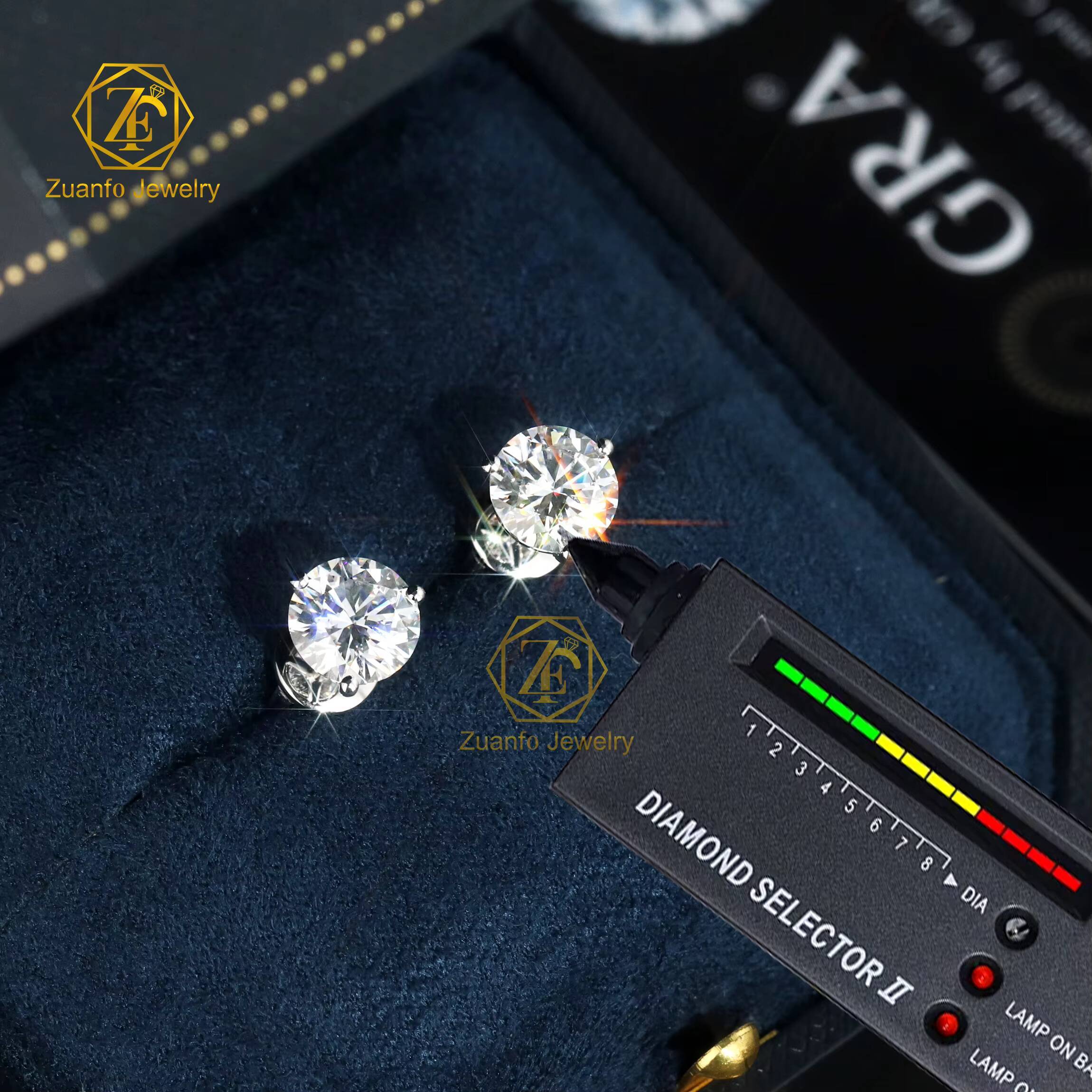 Professional Factory Custom 1ct Lab Grown Diamond Stud Earrings 6.5mm 18K Solid Gold with Three Prongs Elegant Gift Idea