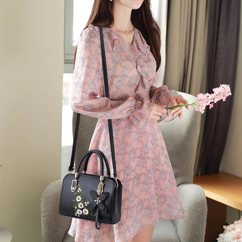 Fashion Women Embroidery Solid Color Shopper Large Capacity Handbag Ladies n Shoulder Crossbody Bag 250725