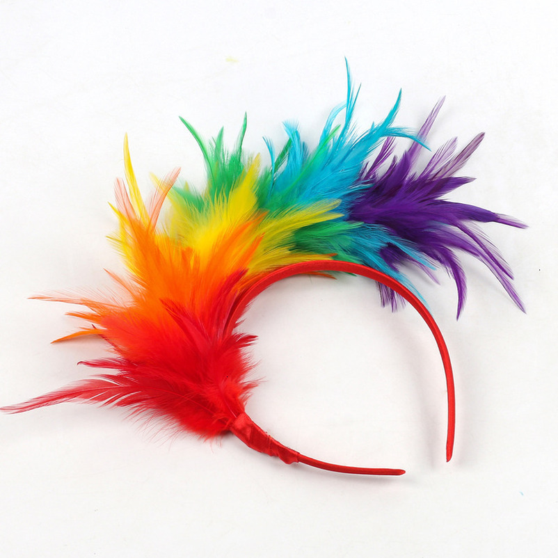 Feather Hair Accessories Props Carnival Party Performance Dance Colorful Headband Decoration