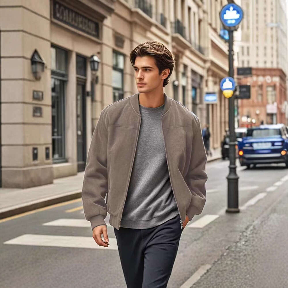 Autumn Winter Suede Velvet Stand Collar Male loose Zipper Cardigan Coat Trendy fashion Men Jacket