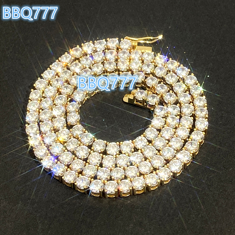 Hip Hop Classic Jewelry Rose Gold Plated Vvs Iced Out VVS Moissanite Diamond 925 Sterling Silver Tennis Chain Necklace