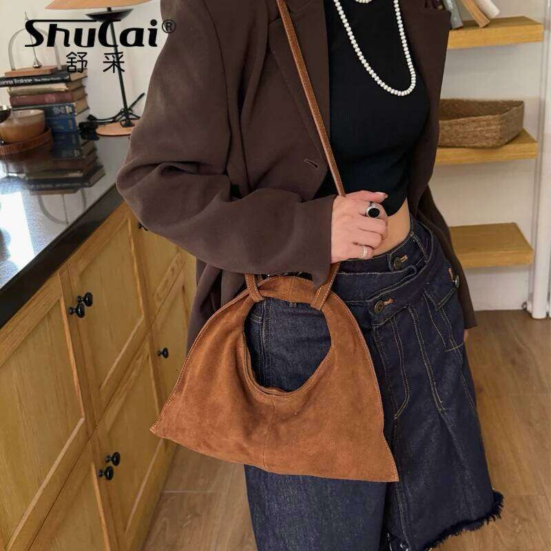 designer bag Women Suede Cow Leather Shoulder Crossbody Bags Large Capacity Solid Color Hobos Ladies Messange Handbag Armpit Bag New
