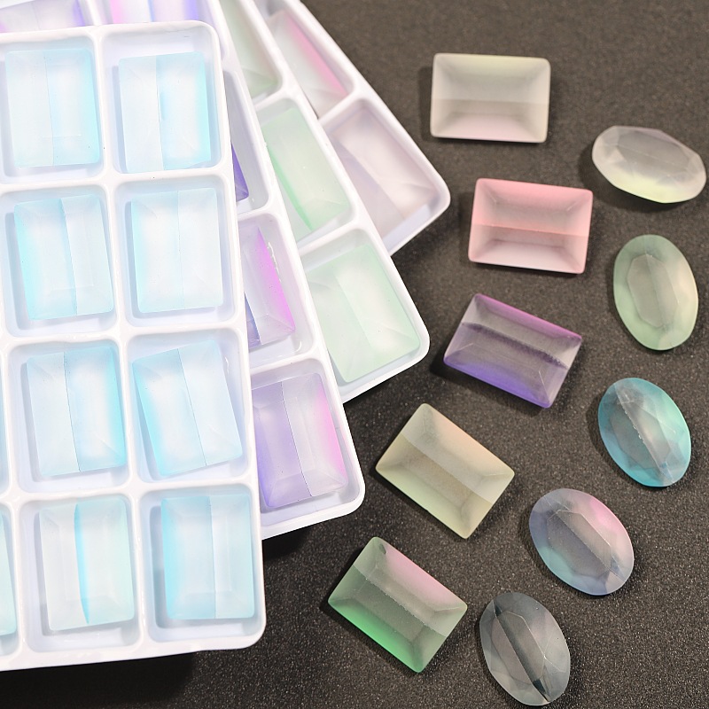 10*14 matte through diamond gradient laser pointed bottom diamond nail jewelry