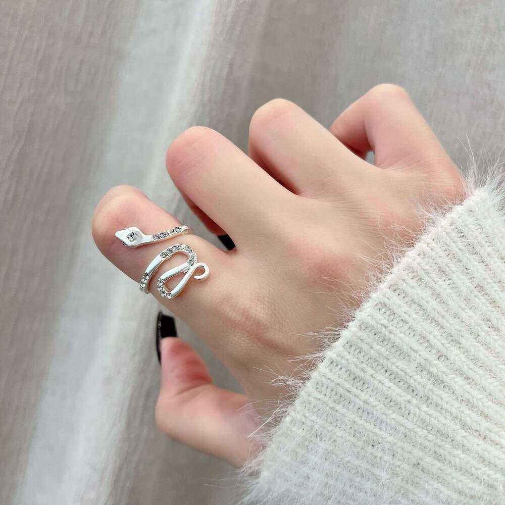 2024 New Brushed Wrapped Snake Minimalist Unique Personality Punk Vintage Niche Design Index Finger Ring 159