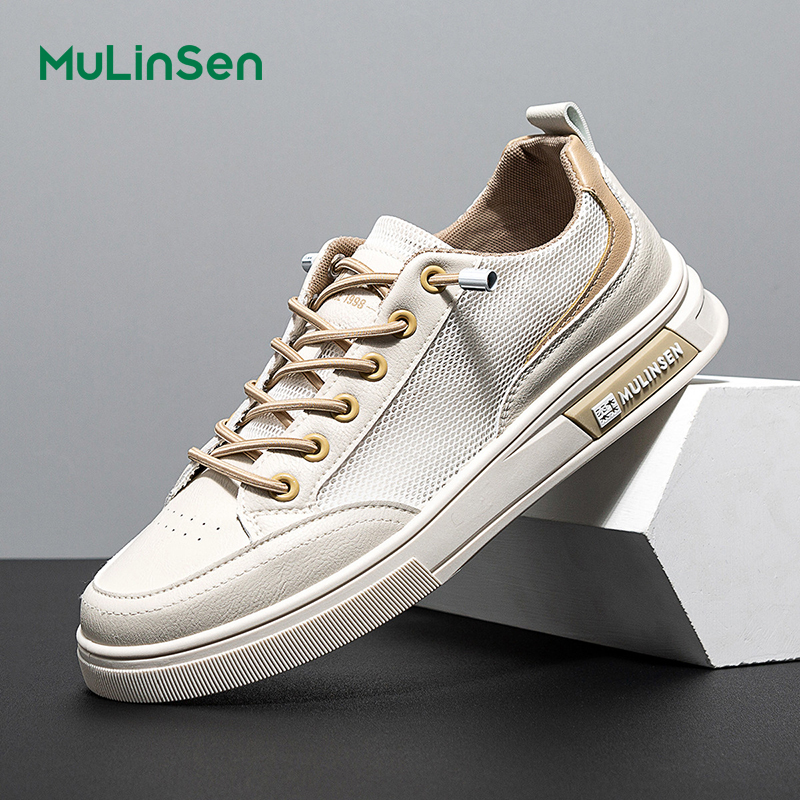Mulinsen summer breathable men's shoes mesh hollow thin high-end slip-on lazy driving casual dad mesh shoes