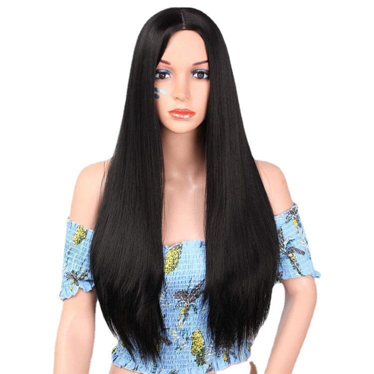Straight Wig Black Lace Front Wig Simulating Human Hair HD Natural Straight Hair Ladies Transparent Synthetic Synthetic WigsWig