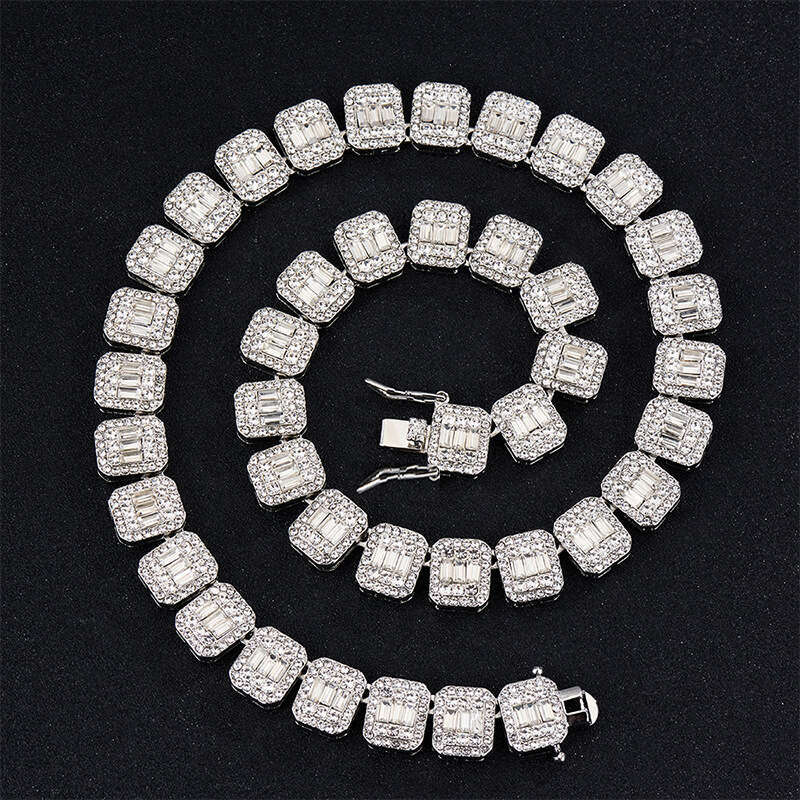 Cuban Fashion New Square Rock Sugar Chain 12mm Necklace Bracelet Niche Hip Hop Women's Jewelry Accessories