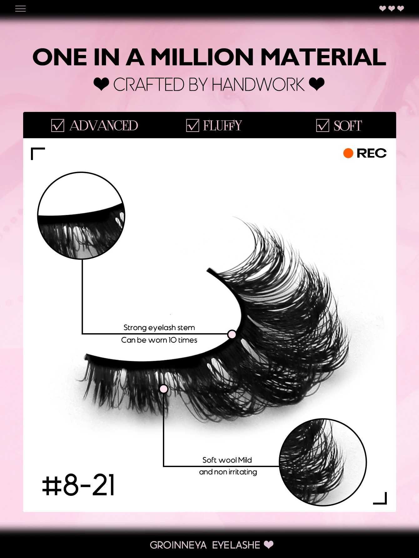 Groinneya False Eyelashes Cat Eye Fluffy Faux Mink Lashes Wispy Lashes Dramatic Long Thick Volume Mink False Eyelashes Makeup Z250730