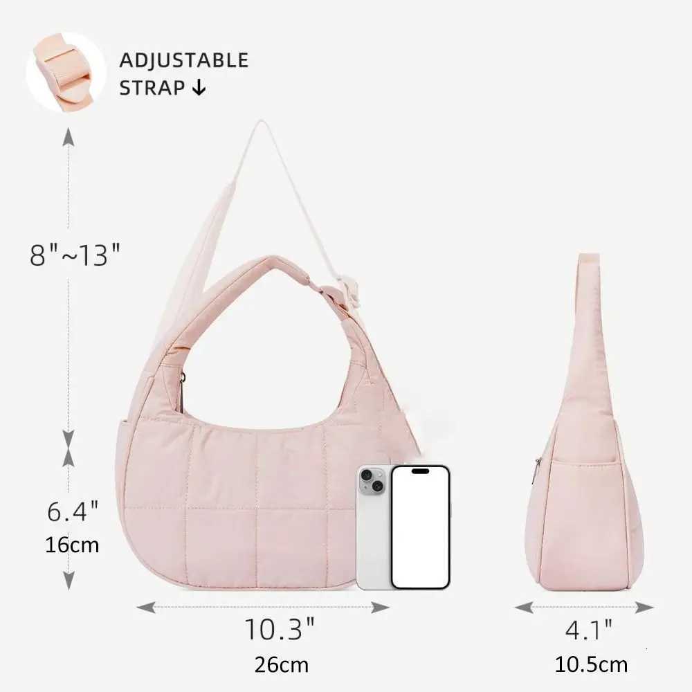 New Nylon Handbag Large Capacity Waterproof Underarm Bag with Adjustable Strap Puffy Puffer Shoulder Bag Woman Y250729