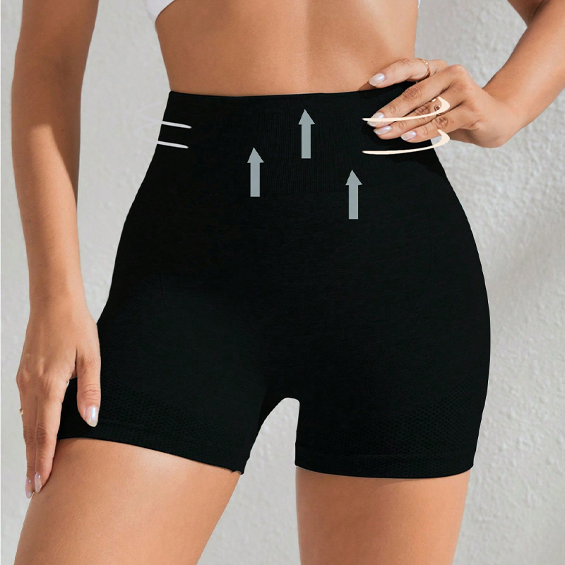 Womens Hip-Lift High Waist Running Shorts European & American Style Seamless Knit Workout Gear
