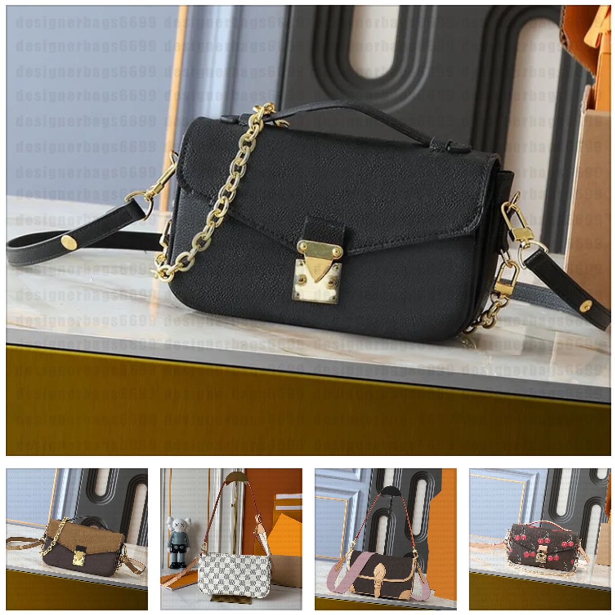 Top quality designer fashion shoulder bag chain handbag plaid wallet double letter solid buckle sheepskin caviar pattern women's luxury leisure evening bag handbag