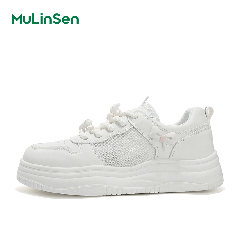 Mulinsen white shoes women's 2025 summer new style popular all-match sports thick-soled shoes women's casual 0308A