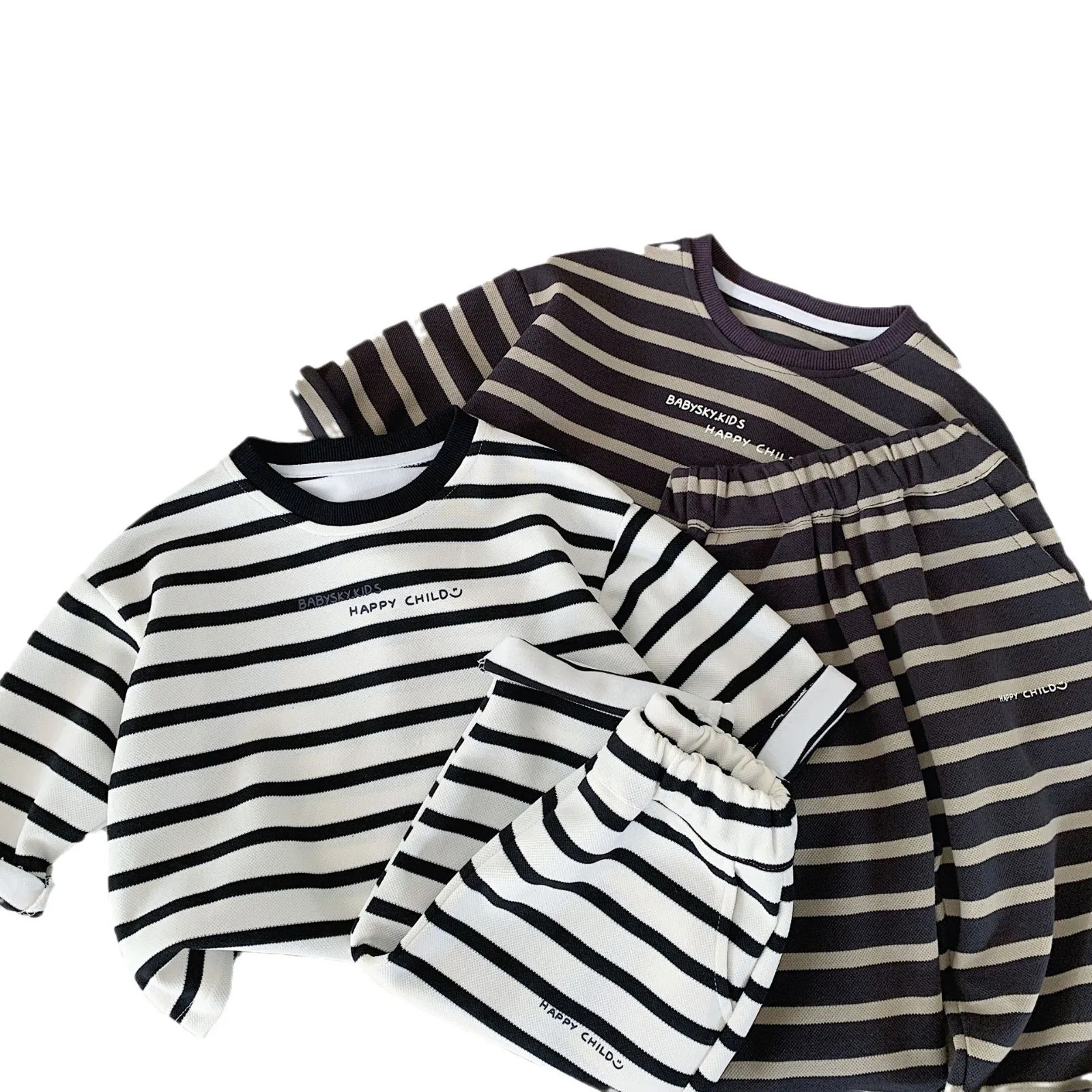 Autumn Baby Boys Two-piece Suit Letter Printed T-shirtElastic Waist Pant Kids Baby Boys Sets Striped Long Sleeves Baby Boys Set 250729