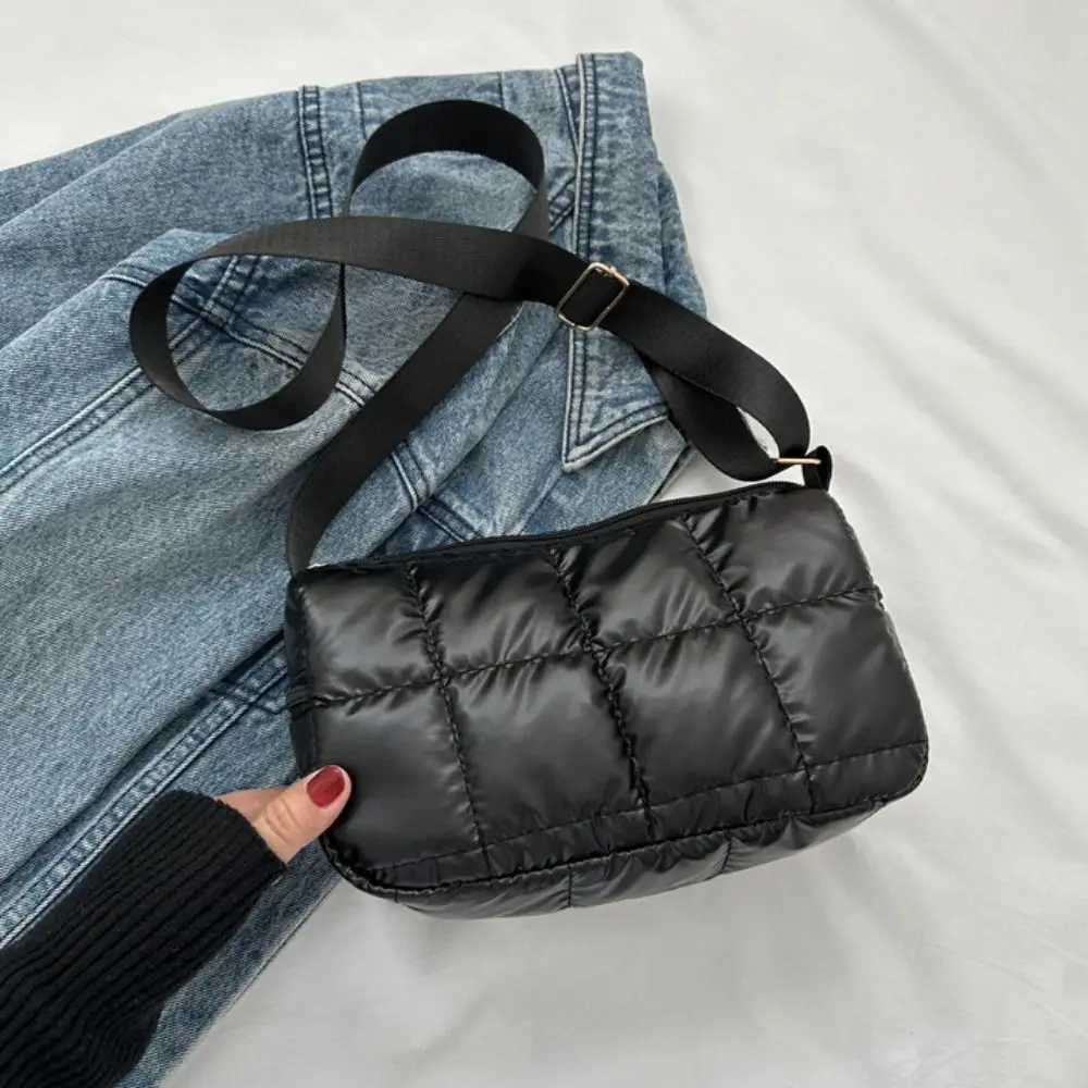 Latt Space Cott Crossbody Bag Korean Style Oxford Quilted Shoulder Bag Pleated Lightweight Padded Crossbody Bag Travel Y250730