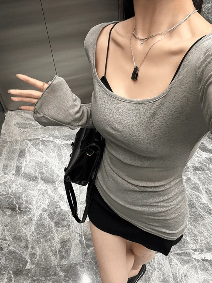 Mesh Sheer Irregular TShirt for Women Long Sleeve SeeThrough Korean Pullover Tops Sexy Autumn Girls Top Tee Shirt Casual 250729