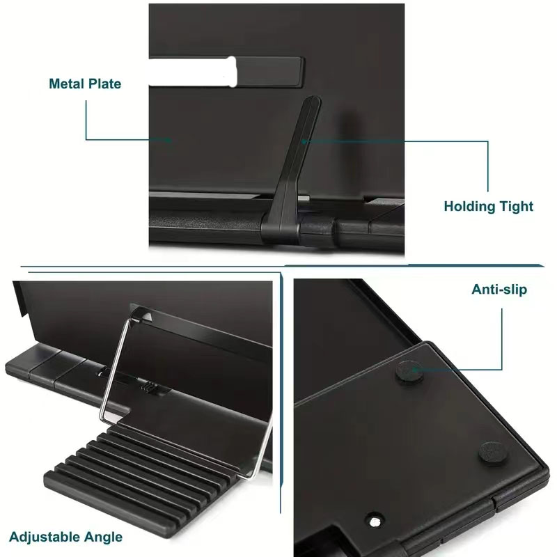 Compact Foldable Bookcase with Multiple Position Settings Ideal For /Documents/Hobbies, Sleek All-black Build