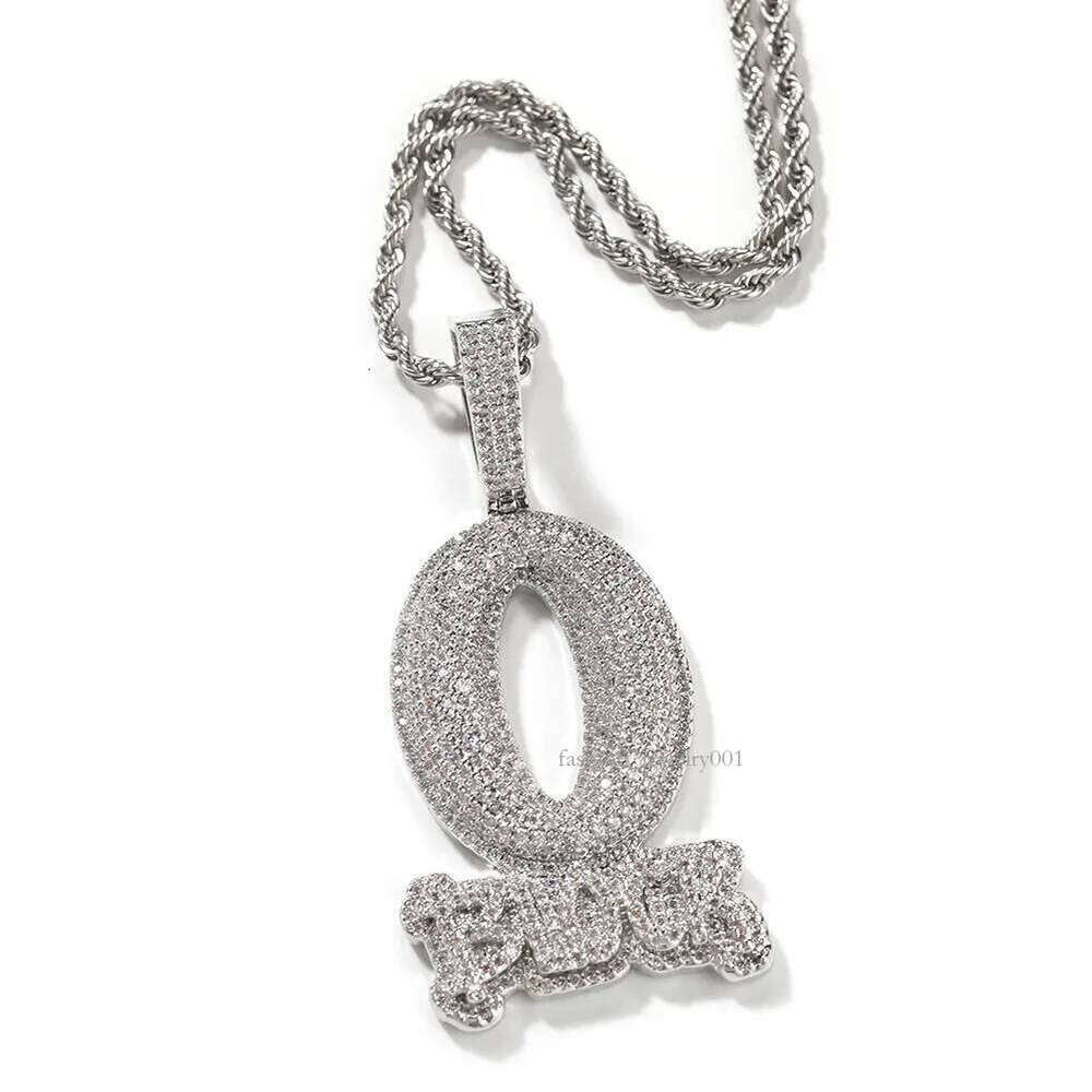 Hip Hop Art Letter O BLOCK Pendant Necklace TopBling Full 5A Zircon Jewelry Cool Men Gift