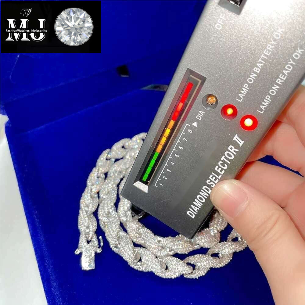necklace moissanite chain Hip Hop Sier VVS D Color Moissanite Bracelet Bangle Anklet Necklace Choker Men Jewelry Iced Out Rope Chai