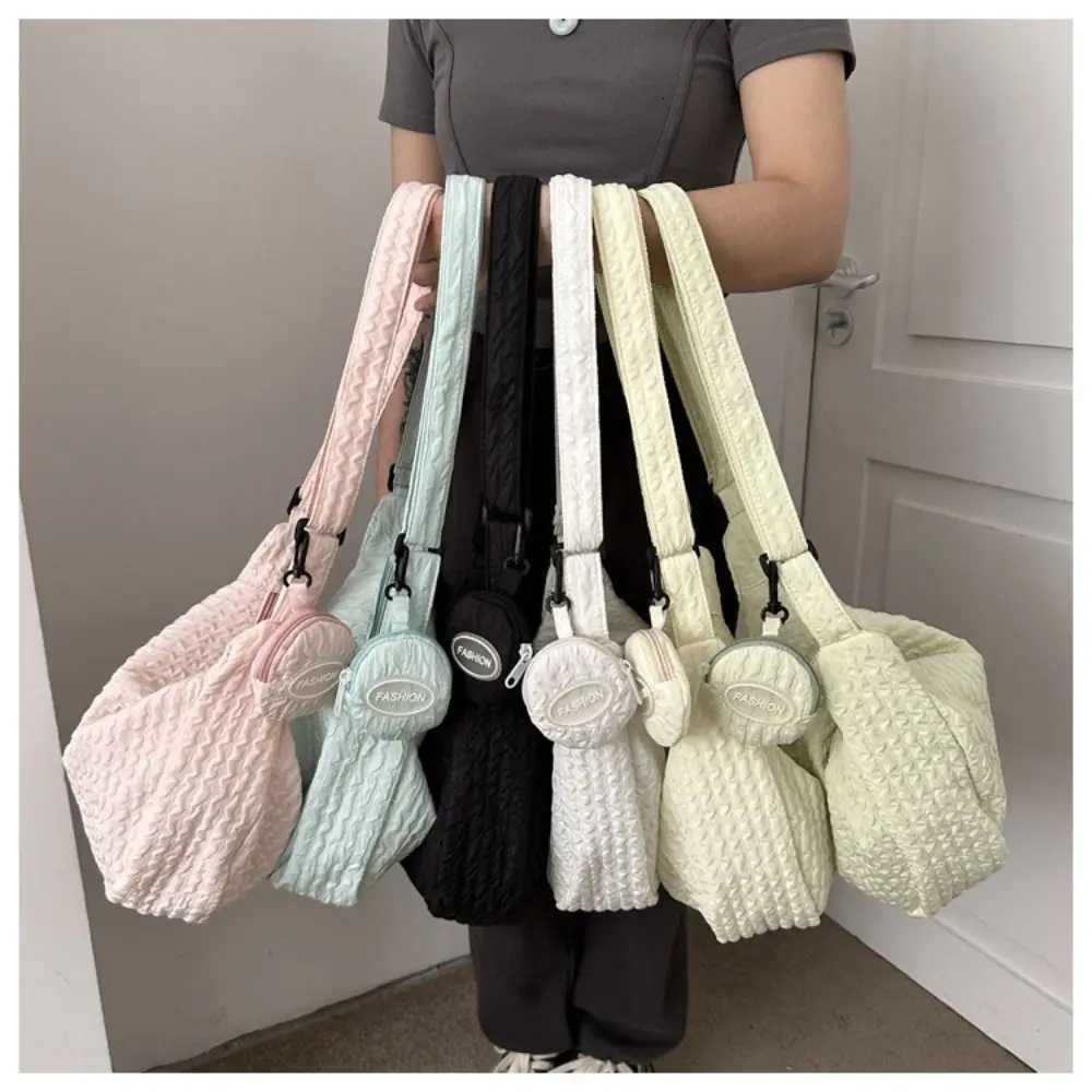 Ruched Design Sahel Bag Shoulder Bag Nylon Crossbody Bag Pleated Cloud Bag Korean Style Bag for Girl Wen Y250730