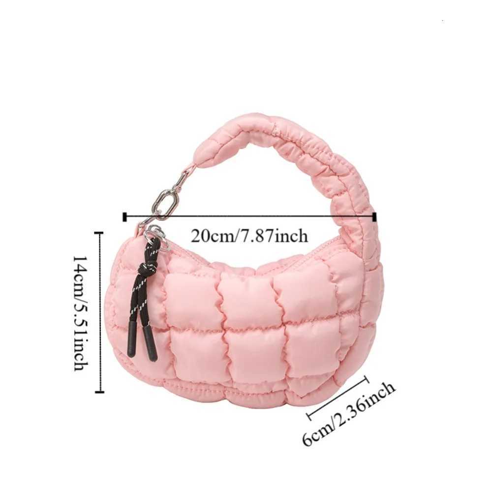Sweet Bubble Cloud Handbag Solid Color Korean Style Pleated Dumpling Bag Zipper with Pendant Rhombus Plaid Handbag Y250729