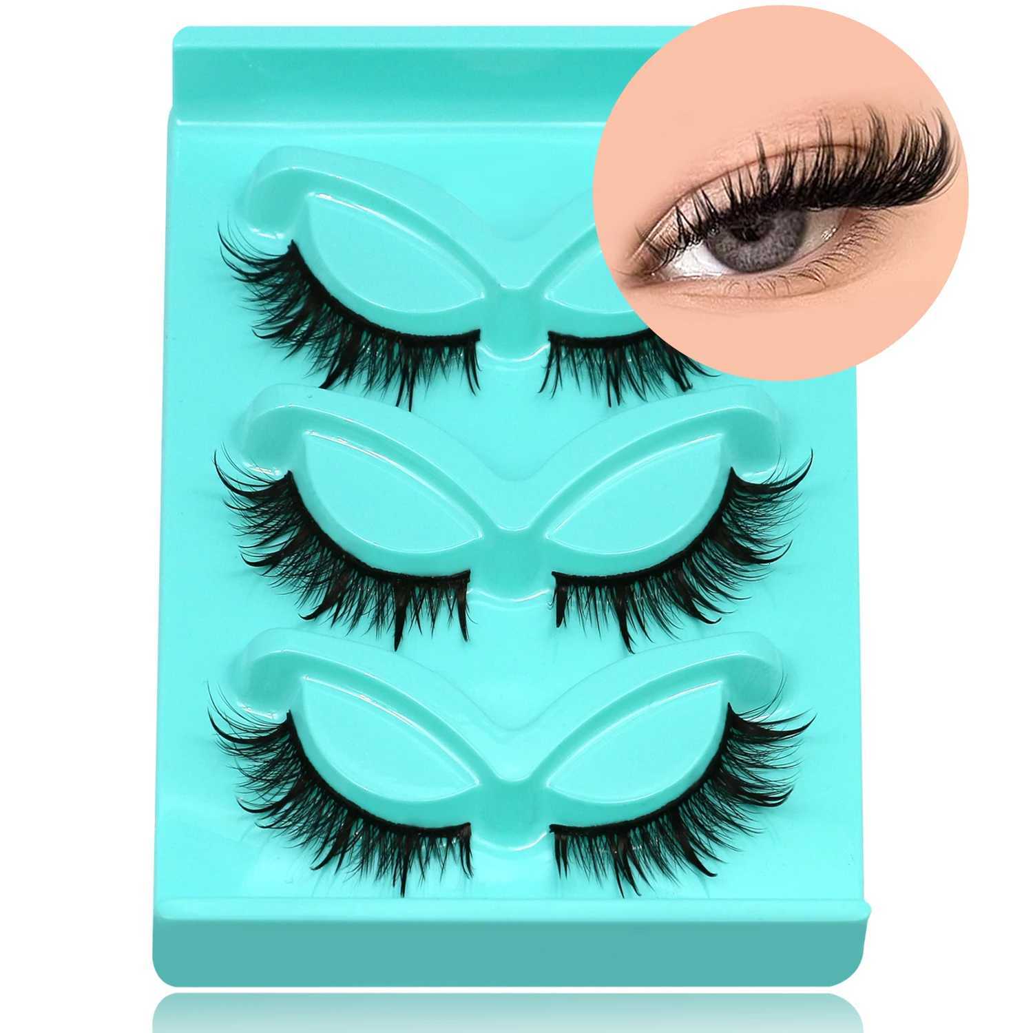 3 Pairs of False Eyelashes Wet Manga Lashes Fluffy Thick Soft Natural Long 3D Faux Mink Lashes Full Strip Lashes Makeup Z250730