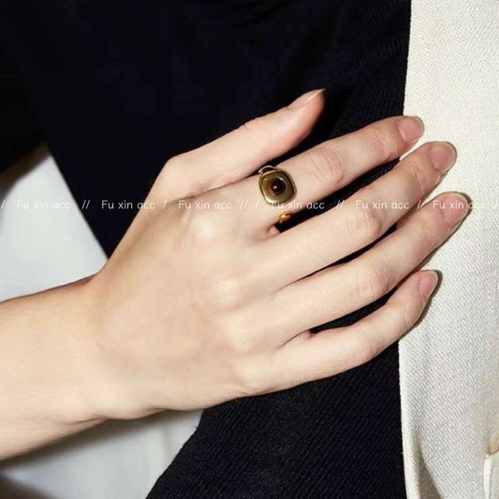 Milad Style Natural Tiger Eye Open Niche Design High-end Spotted Stone Index Finger Ring f32