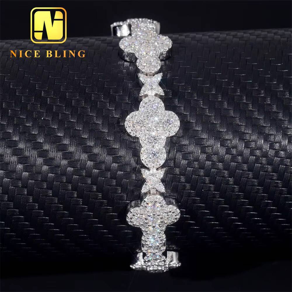 Nice Bling New Design Ice Out Diamond Jewelry 13MM Moissanite Bracelet 925 Sterling Silver Hip Hop Cuban Link Chain Bracelet