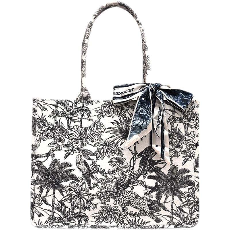 Embroidered Handbag Niche Tote Women's Canvas Shoulder Bag