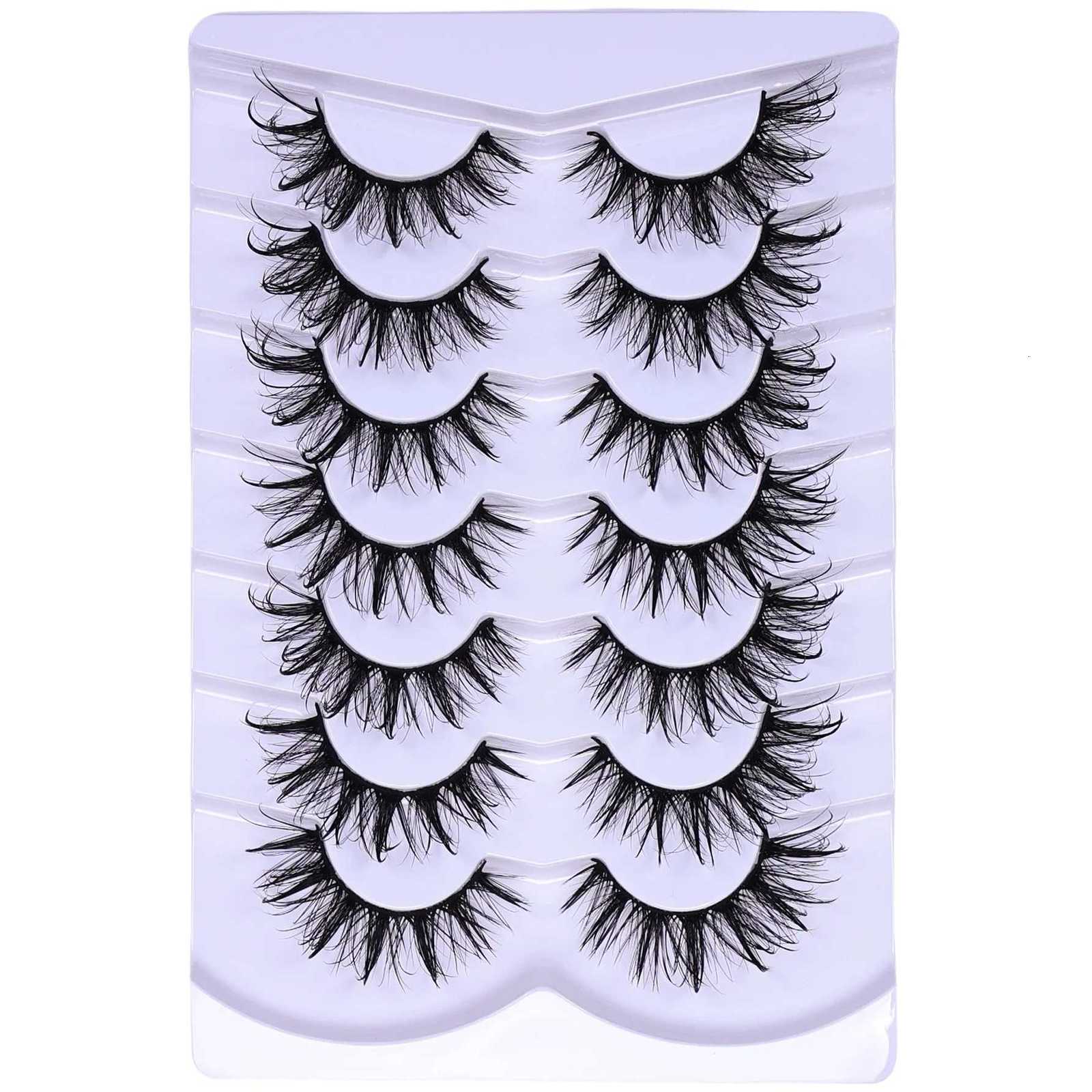 7 Pairs Wet Look Manga Lash Wispy D Curl Lashes Fake Lash Fluffy Fairy Cat False Lashes Spiky Tips Dramatic Fake Eyelashes Z250730