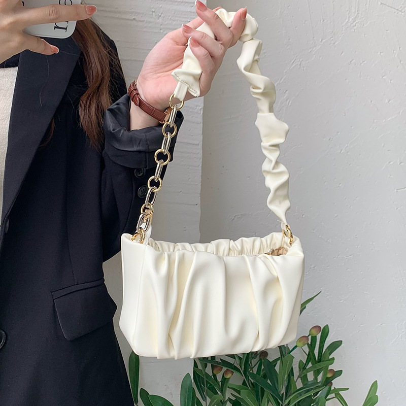 Designer Bag 2025 Niche Design New Summer Luxury Bag Women's Bag Soft Leather Cloud Bag Pleated Chain Bag Single Shoulder Crossbody Underarm Bag 