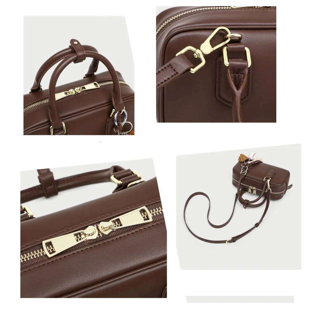 Vintage Solid Colour Handbag High Quality Leather Ladies Shoulder Large Capacity Women's Bowling Bag Fashion Girls Handbags