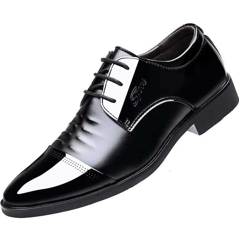 Men Dress Shoes Patent Leather Oxford Shoes M Formal Big Size 38-48 Handmade Men Pointed Toe for Wedding Y250730