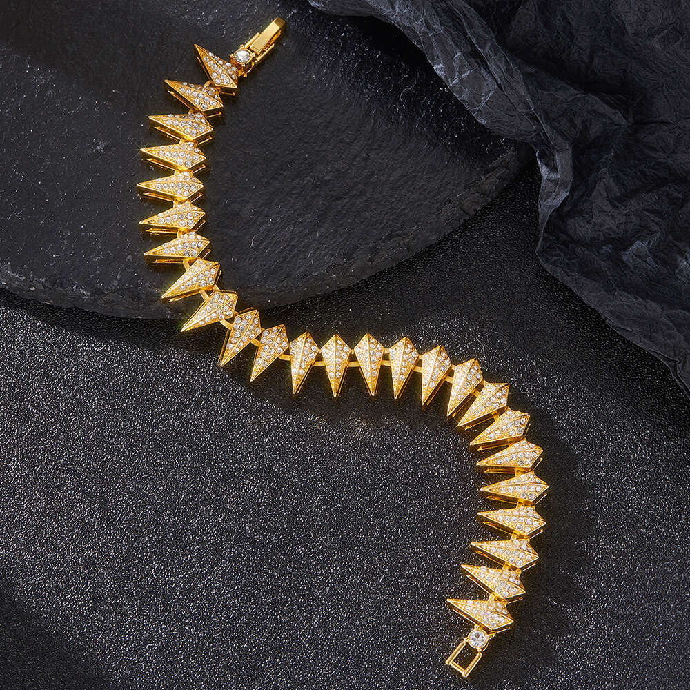 Full Dia Cuban Chain Bracelet Set Fashion Multi-Specification Alloy Rhinestone Hip-Hop Accessories