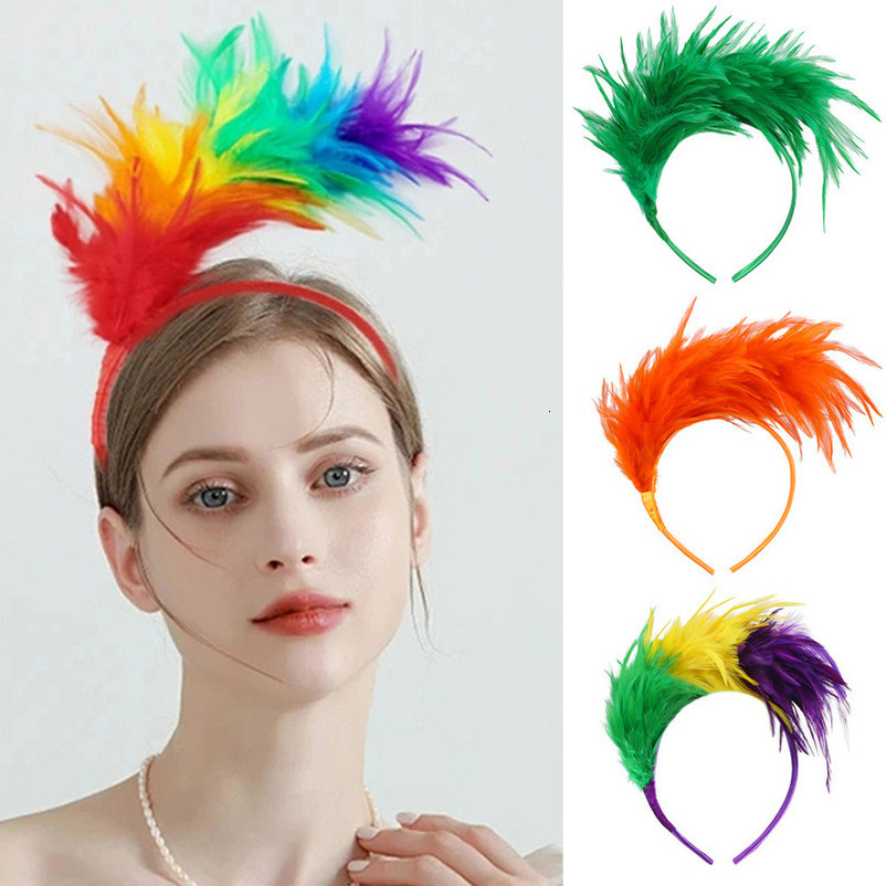 Feather Hair Accessories Props Carnival Party Performance Dance Colorful Headband Decoration