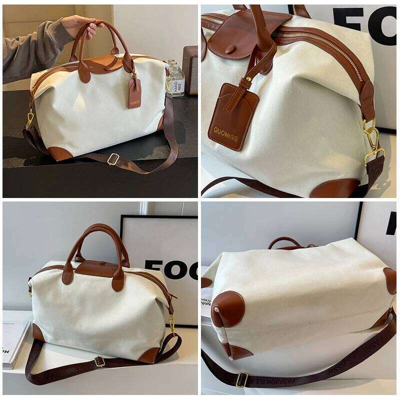 Customized Women's Handbag Canvas Dance Gym Exercise Yoga Travel Lage Bag Printed Name