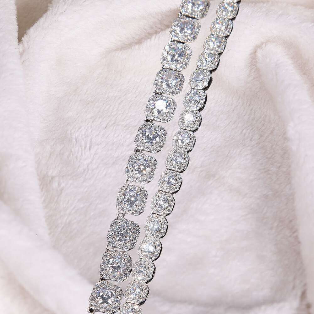 Reverse Love Chi Cheng Same Style 10mm High-end Design Hip-hop Copper Inlaid Zircon Sugar Cube Trendy Bracelet