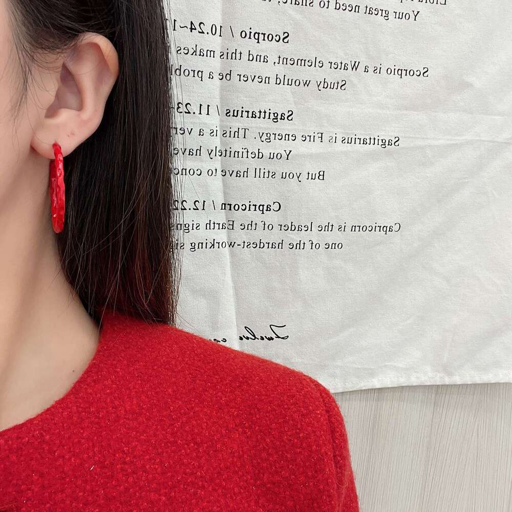 Anchor Red Circle Plain Hoop New High-end Earrings Elegant Versatile Ear Accessories e08