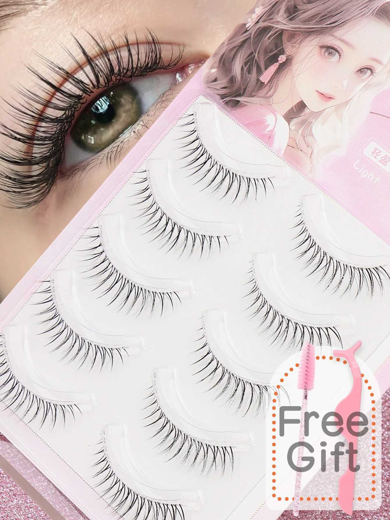 5 Pairs Natural Lashes Faux Mink Eyelashes Winged End Eye Elongated Eyelashes Natural Long Full False Lashes Makeup Z250731