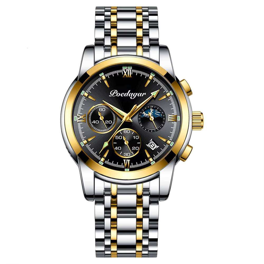 DHwatches POEDAGAR Gorgeous High-end Fancy Design Waterproof Best Offer Men's Quartz Watch Stainless Steel Band