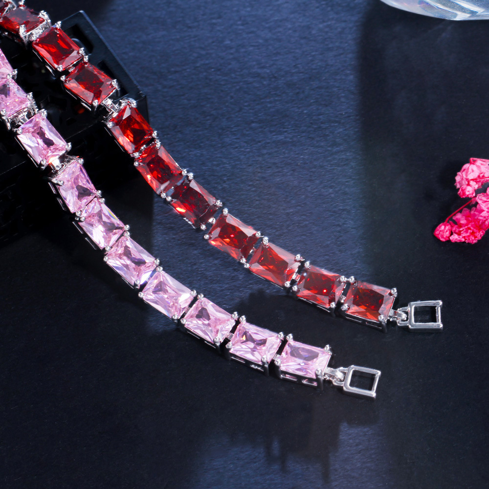 2025 Choucong Top Sell Women Fashion Jewelry 18K White Gold Fill Multi Color Princess Cut 5A Zircon CZ Diamond Elegant Lady Wedding Bridal Rectangle B