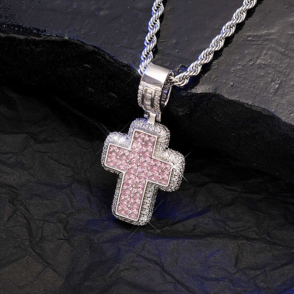 Fashionable Personality Full Dia Cross Pendant Hip Hop Trendy Creative Versatile Necklace