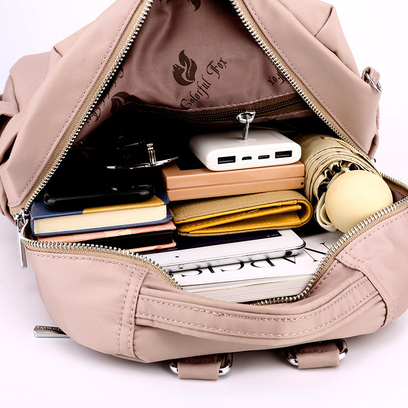 Colorful Fox2025 Women's New Large Capacity Color-Block Multi-Layer Backpack Outdoor Travel School Bag ddmymoon