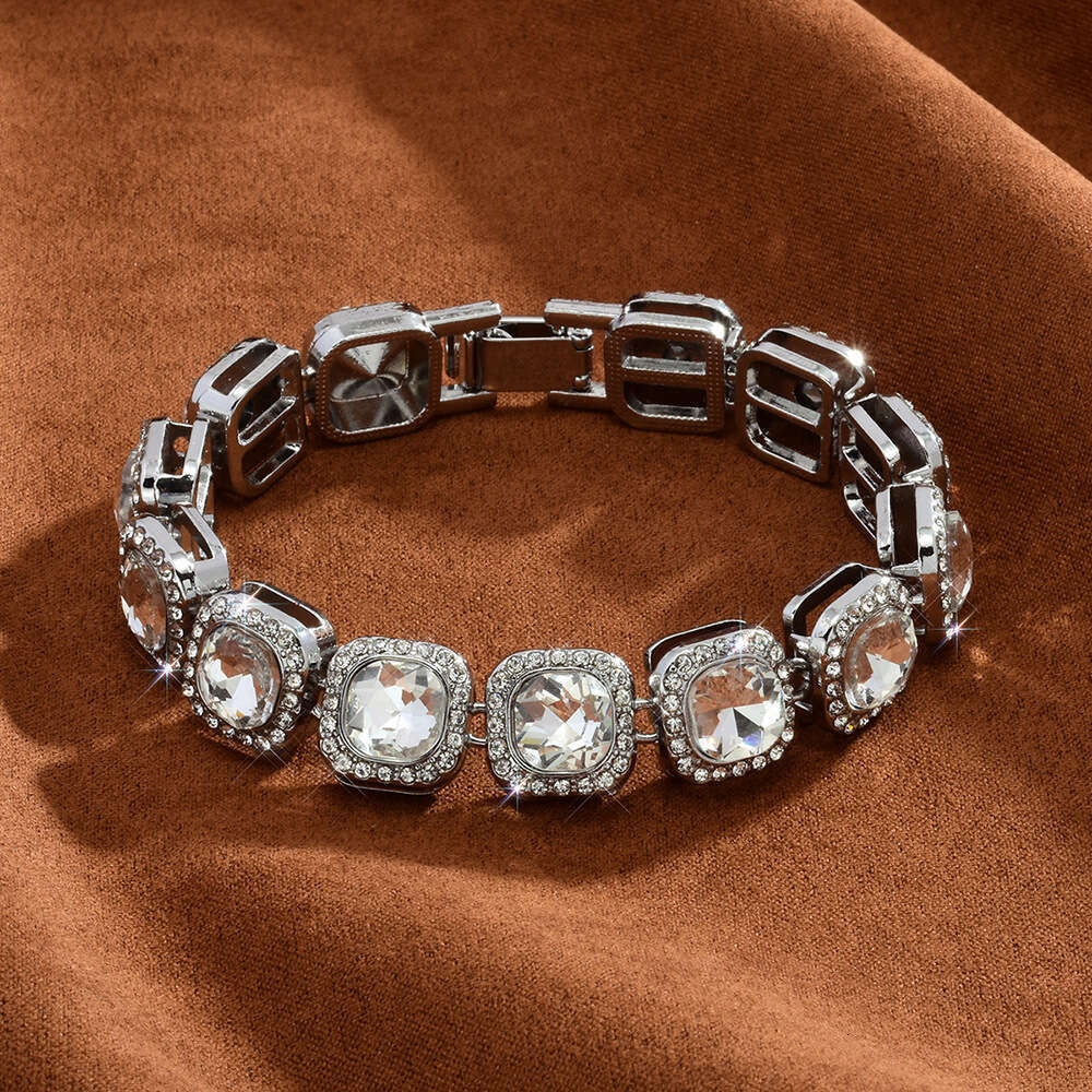 Full Dia Cuban Chain Bracelet Set Fashion Multi-Specification Alloy Rhinestone Hip-Hop Accessories