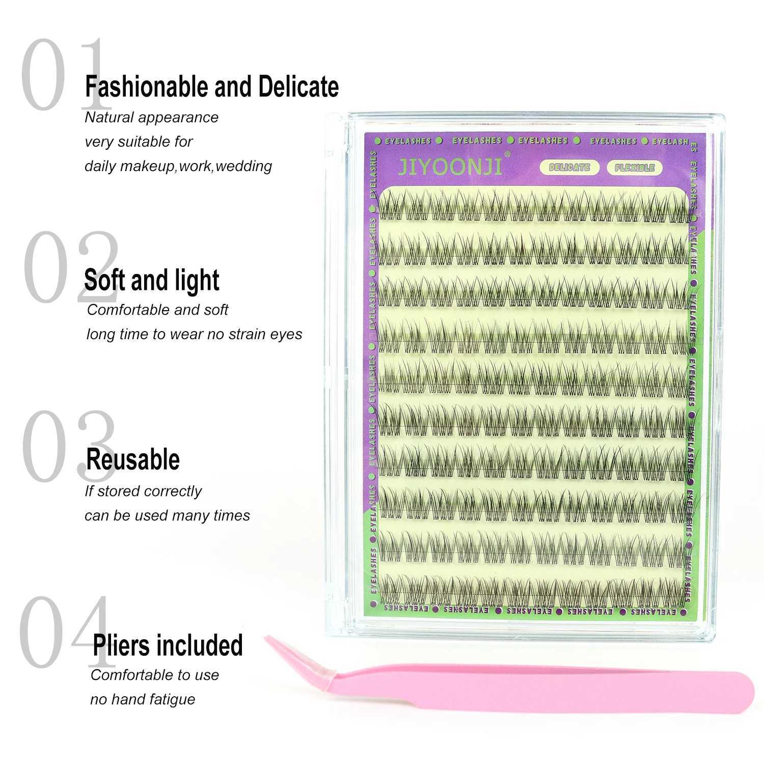 120PCS Natural Self Adhesive Eyelashes Clusters Reusable Wispy Cluster Eyelashes Extension No Glue Needed With Tweezers 11/12MM Z250730