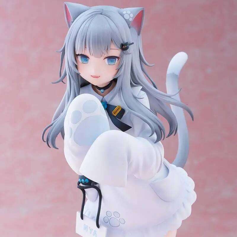 PVC Action Figure Toys 21CM Collection Kawaii Gift Model Desktop Decoration Cute Cat Ears Beautiful Girl Anime