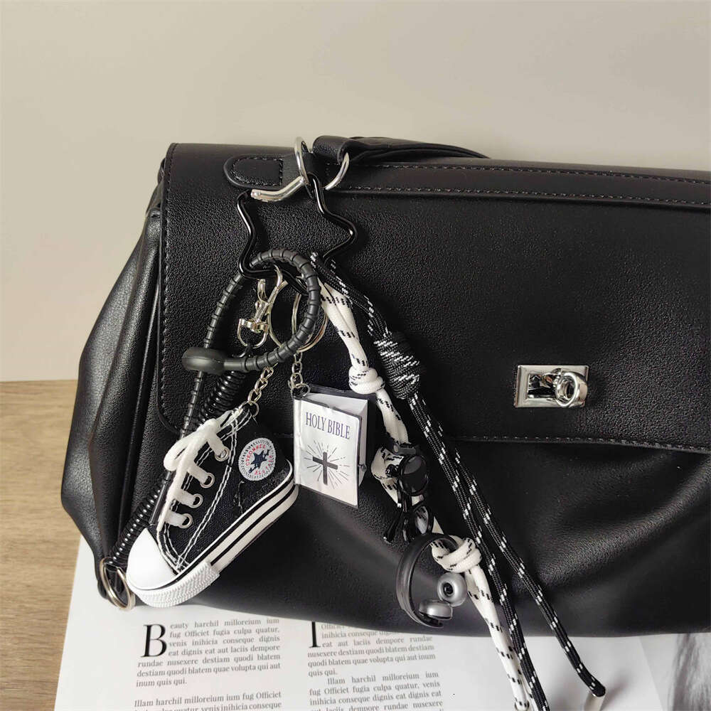 INS Canvas Shoe Keychain Bible Book Woven Strap Unisex Bag Pendant